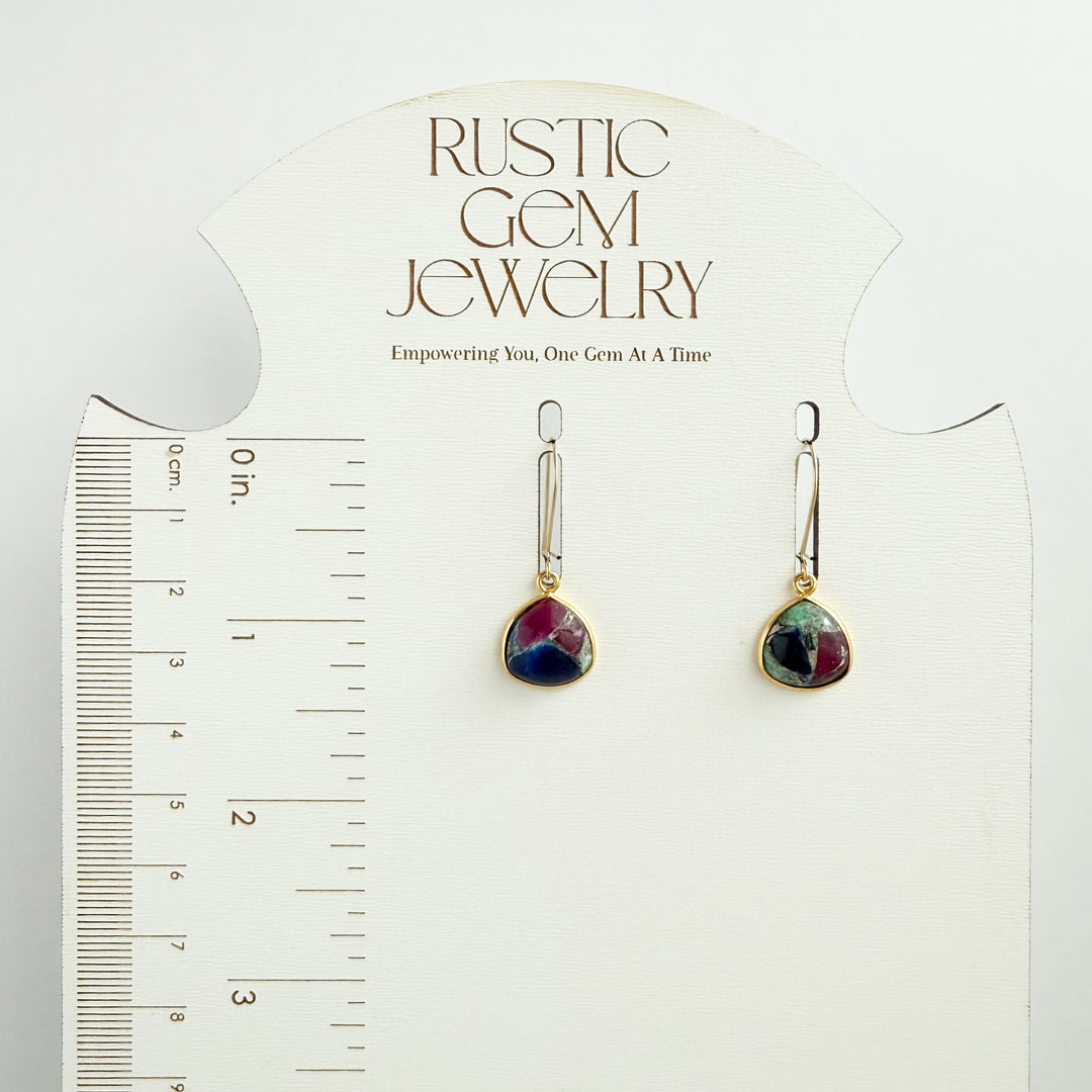 Multi Color Mojave Rounded Triangle Drop Earrings