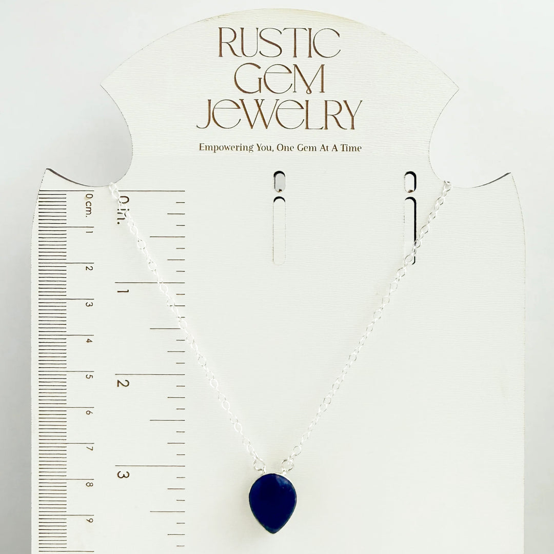 Lapis Inverted Teardrop Bezel Necklace