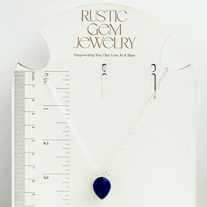 Lapis Inverted Teardrop Bezel Necklace
