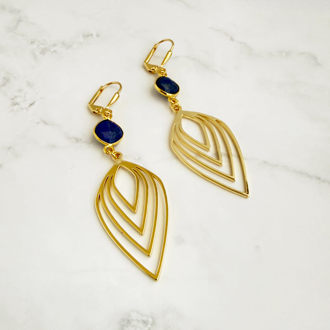 Lapis Layered Marquise Earrings