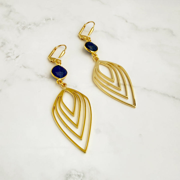 Lapis Layered Marquise Earrings
