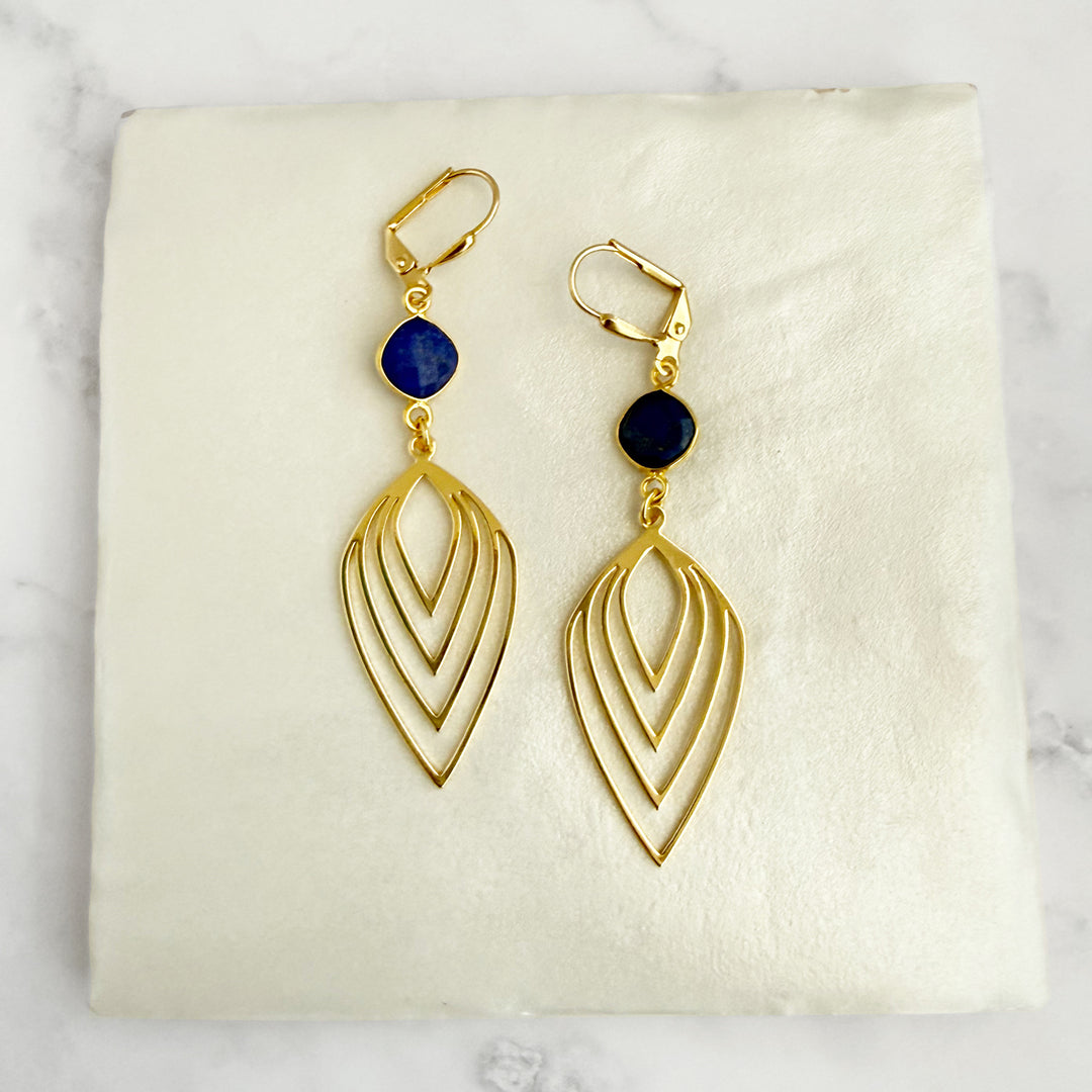 Lapis Layered Marquise Earrings