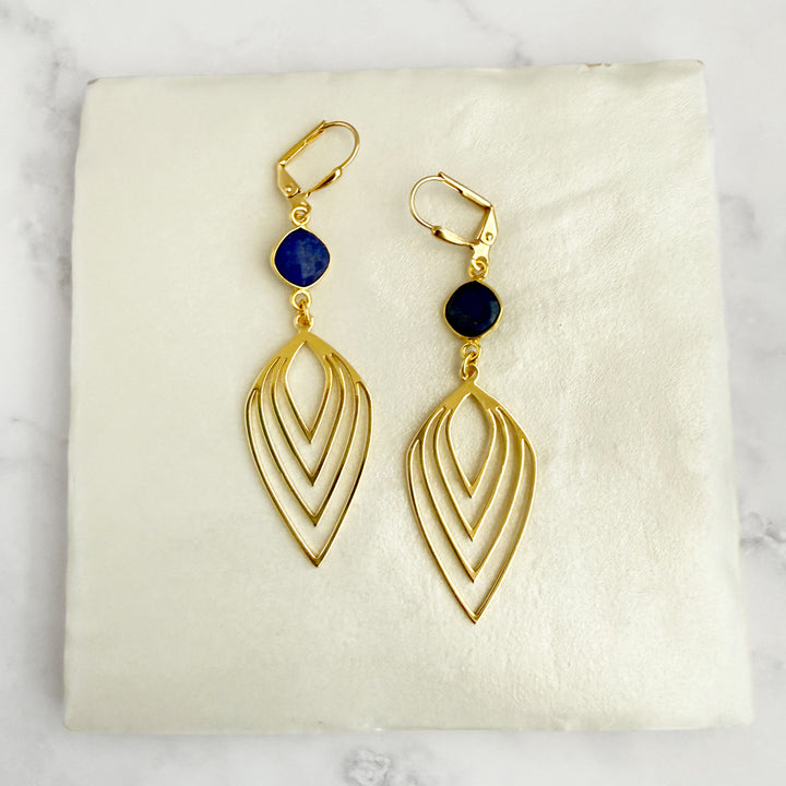 Lapis Layered Marquise Earrings