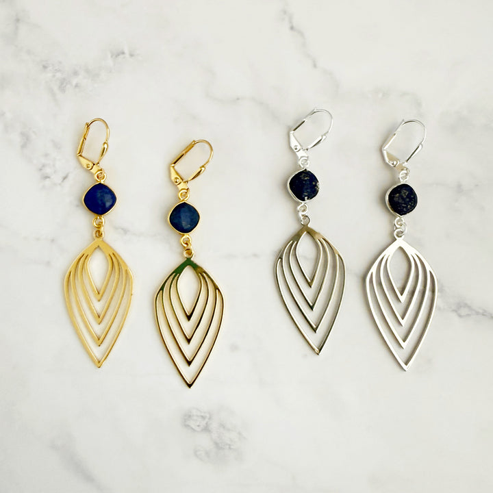 Lapis Layered Marquise Earrings