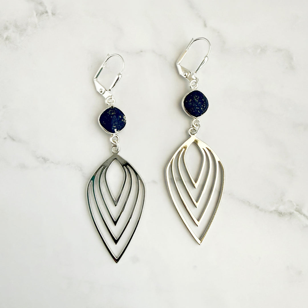 Lapis Layered Marquise Earrings