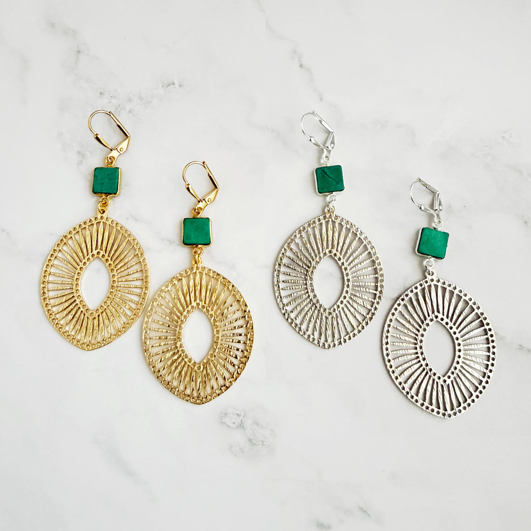 Tibetan Turquoise Sunburst Medallion Earrings