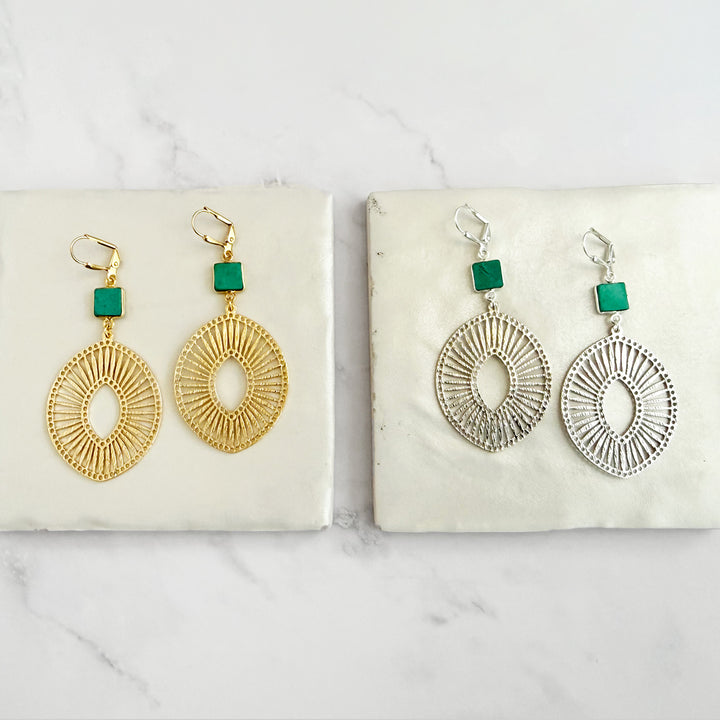 Tibetan Turquoise Sunburst Medallion Earrings