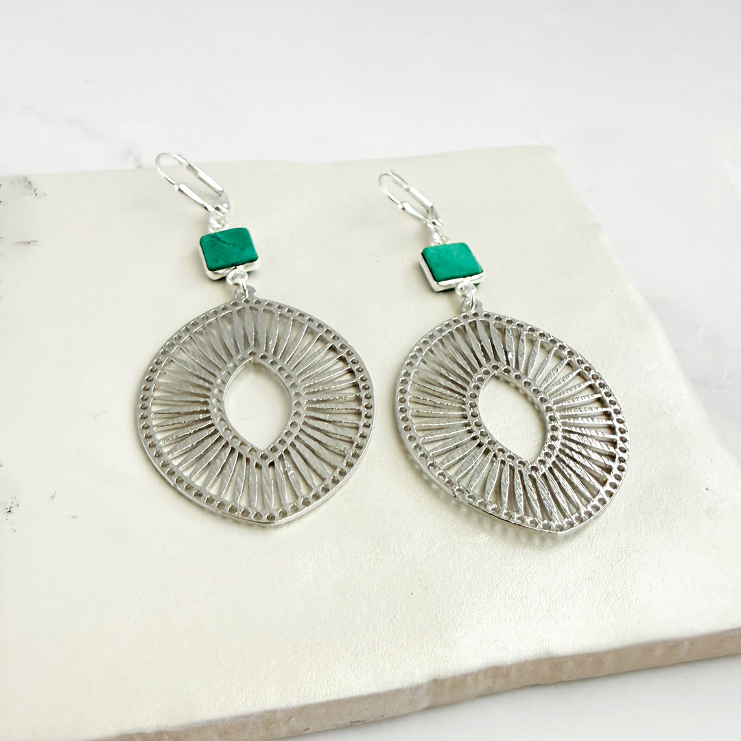 Tibetan Turquoise Sunburst Medallion Earrings
