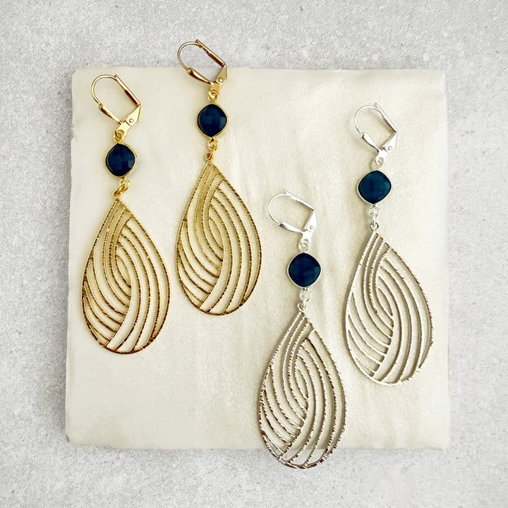 Apatite Swirl Teardrop Statement Earrings