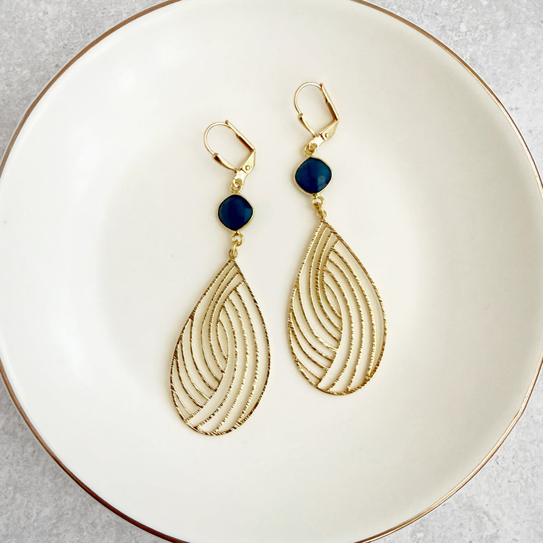 Apatite Swirl Teardrop Statement Earrings