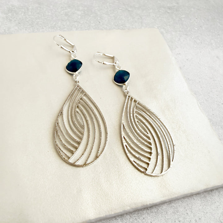 Apatite Swirl Teardrop Statement Earrings