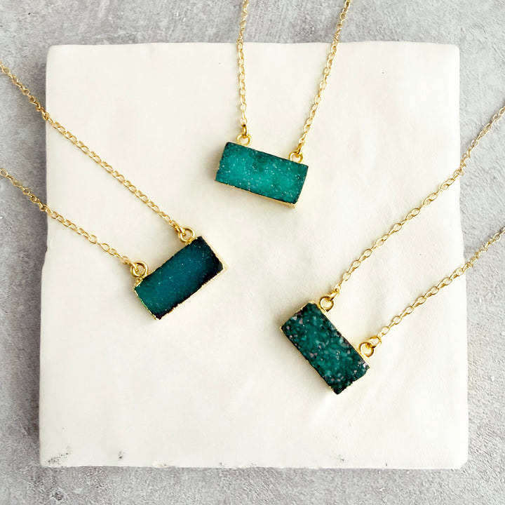 Teal Druzy Bar Necklace