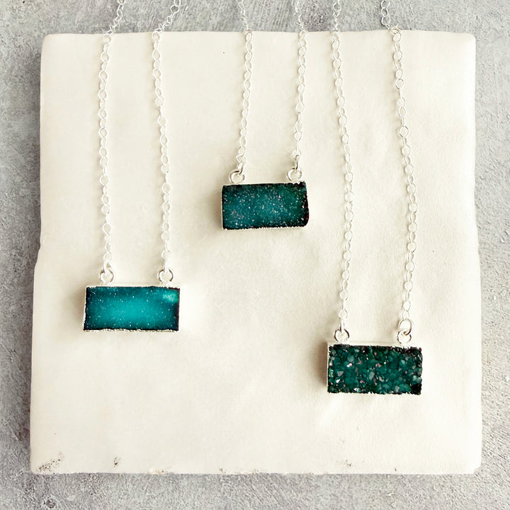 Teal Druzy Bar Necklace