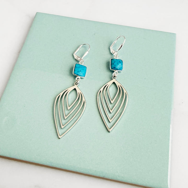 Turquoise Inverted Lotus Earrings in Silver