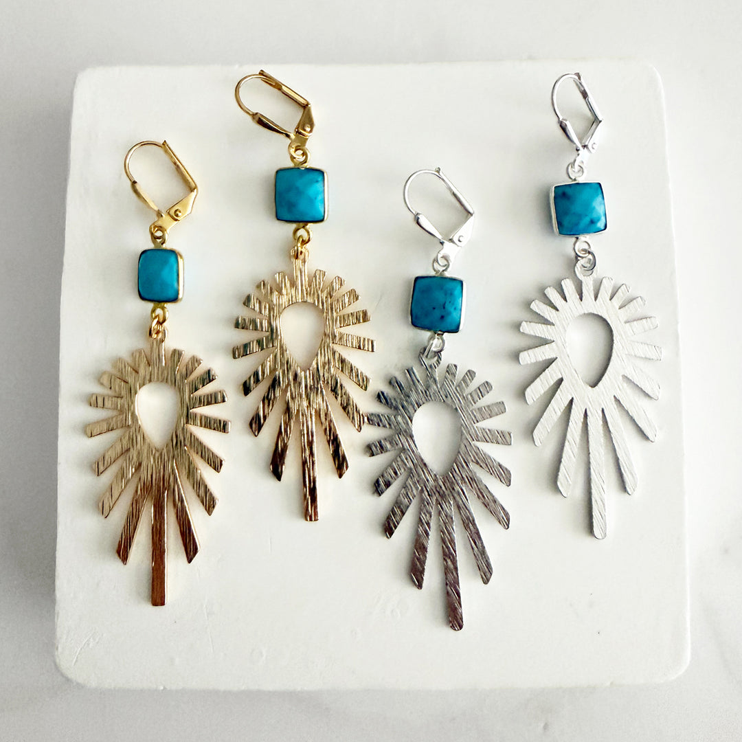 Turquoise Sunburst Statement Earrings