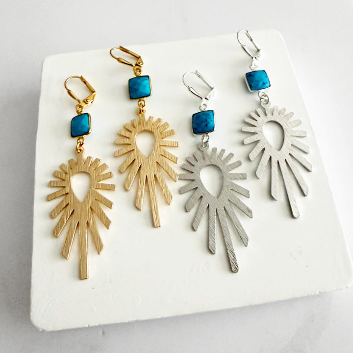 Turquoise Sunburst Statement Earrings