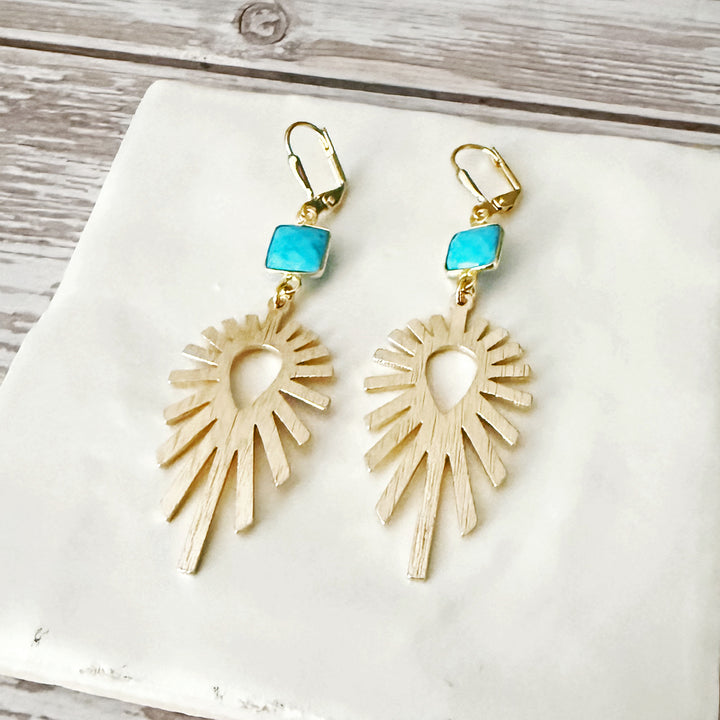 Turquoise Sunburst Statement Earrings