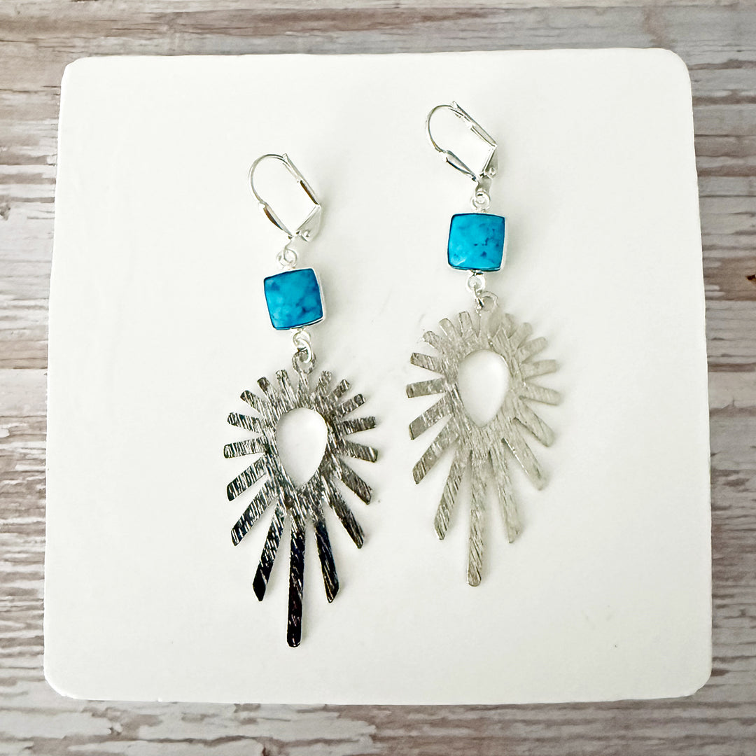 Turquoise Sunburst Statement Earrings