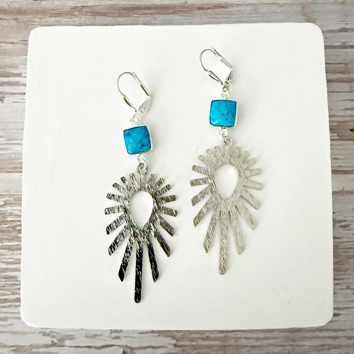 Turquoise Sunburst Statement Earrings
