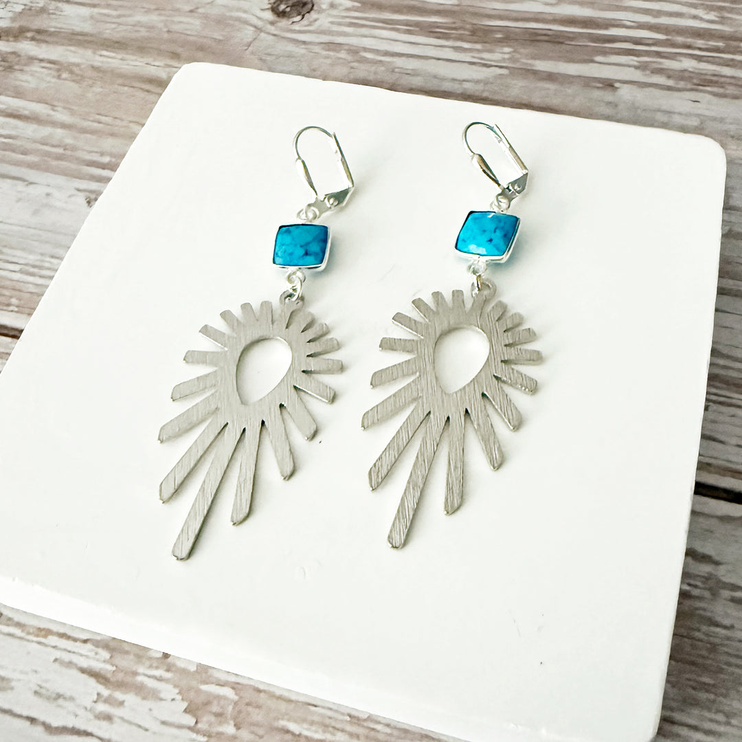 Turquoise Sunburst Statement Earrings