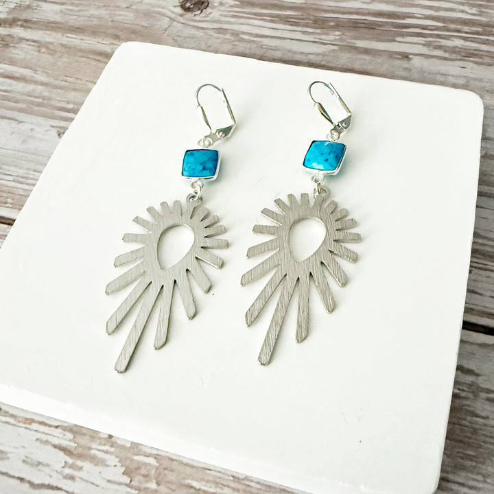 Turquoise Sunburst Statement Earrings