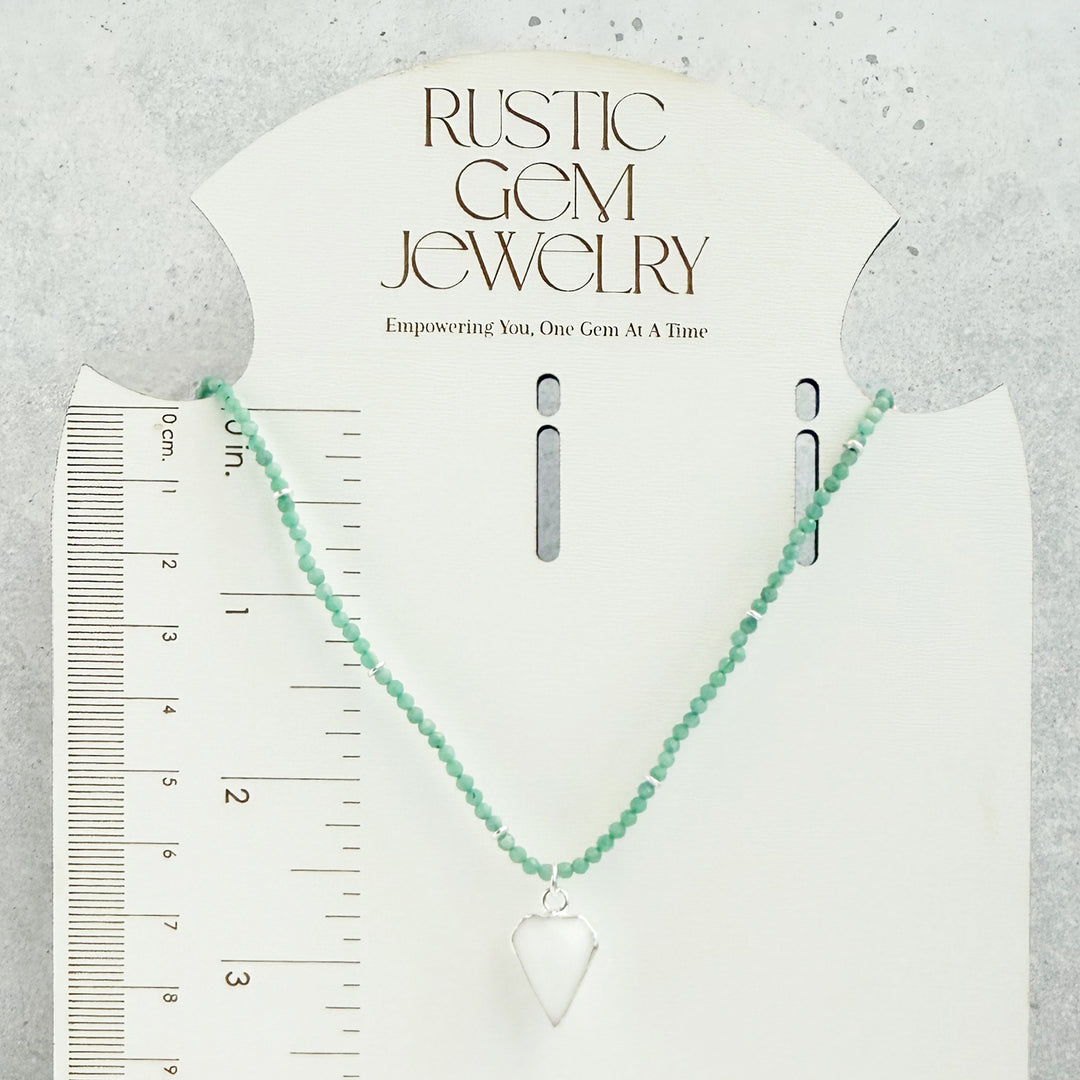 White Agate Shield and Emerald Beaded Necklace