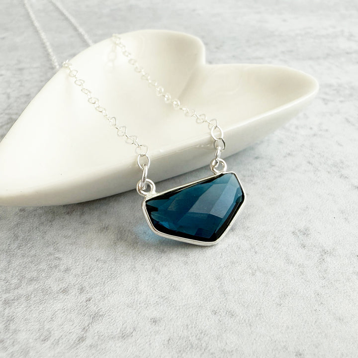 Blue Topaz Chevron Bezel Necklace