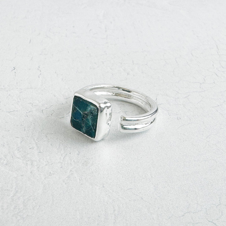 Apatite Mojave Square Wrap Ring in Gold and Silver