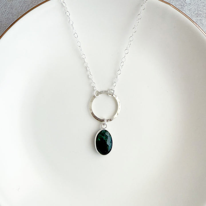 Gemstone and Circle Pendant Necklaces in Silver