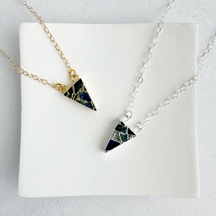 Sapphire Mojave Triangle Necklace in Gold and Silver