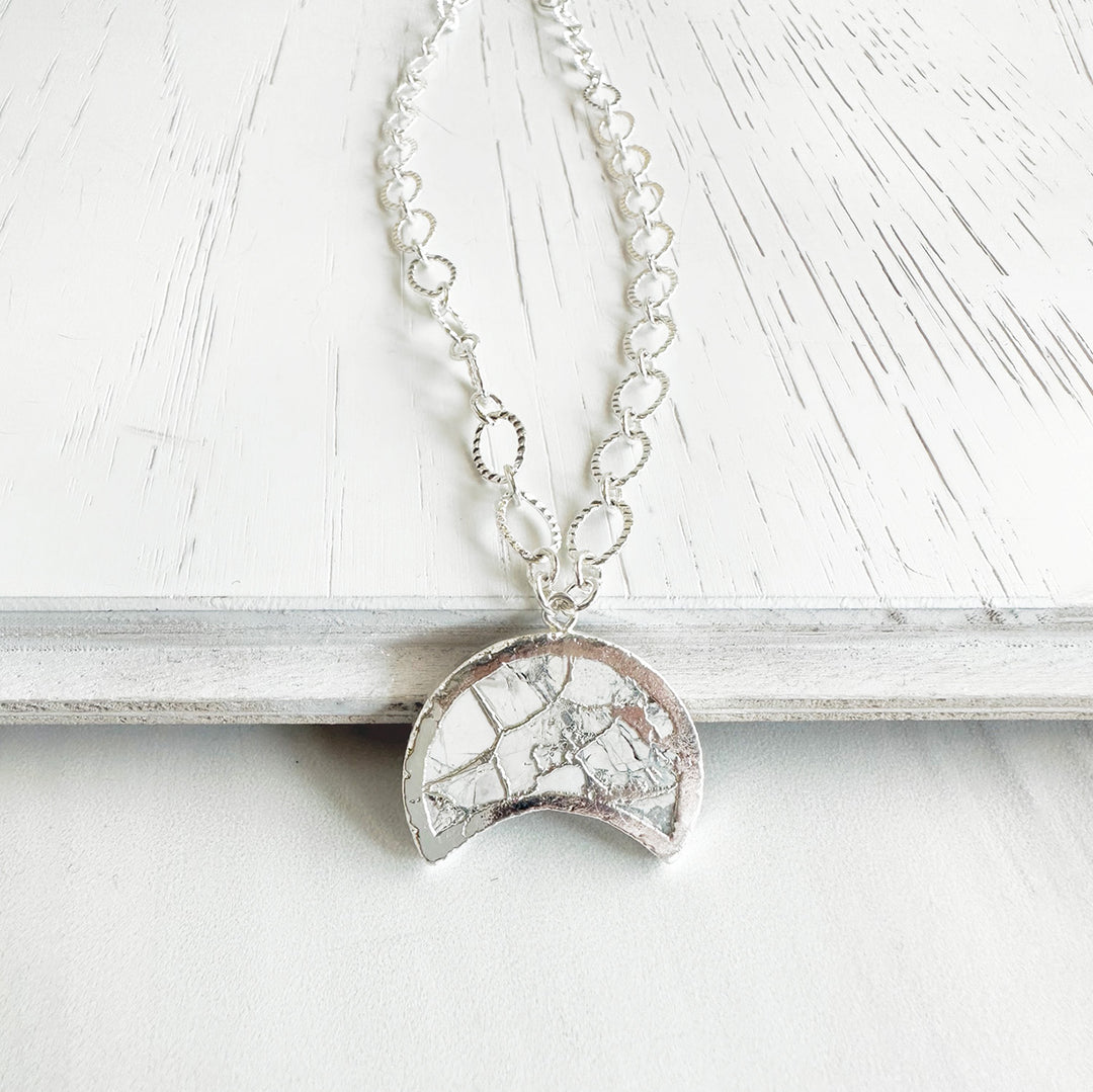 Mojave Crescent Moon Necklace with Chunky Silver Chain