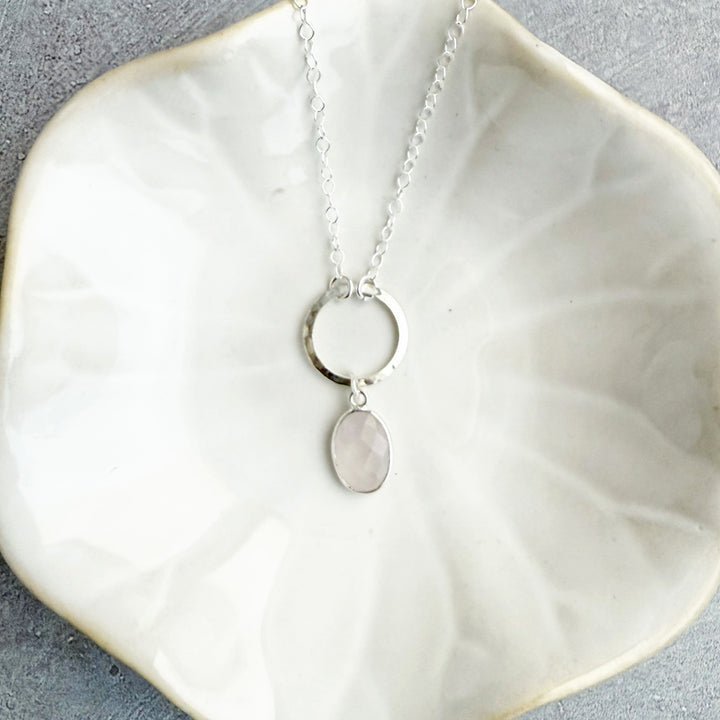 Gemstone and Circle Pendant Necklaces in Silver