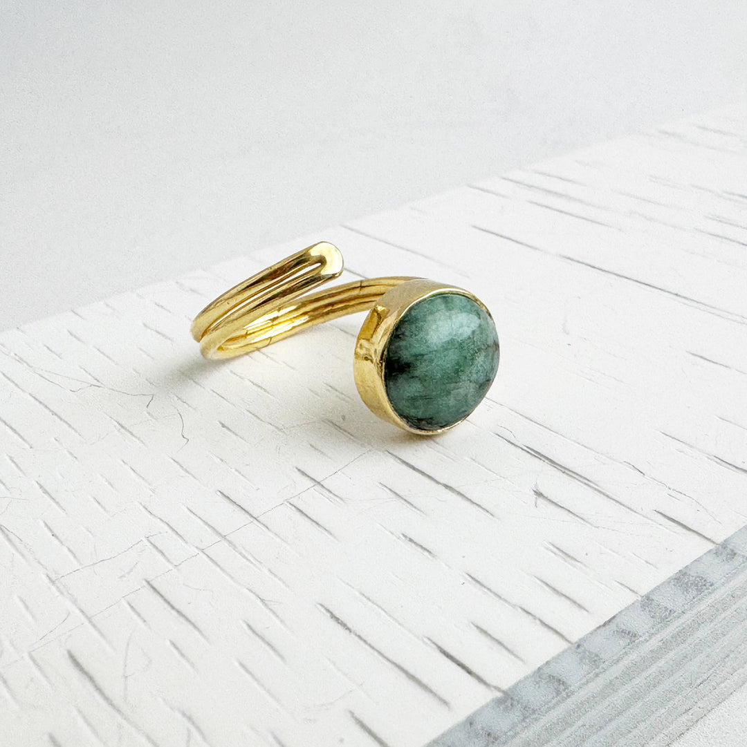 Emerald Wrap Ring in Gold and Silver