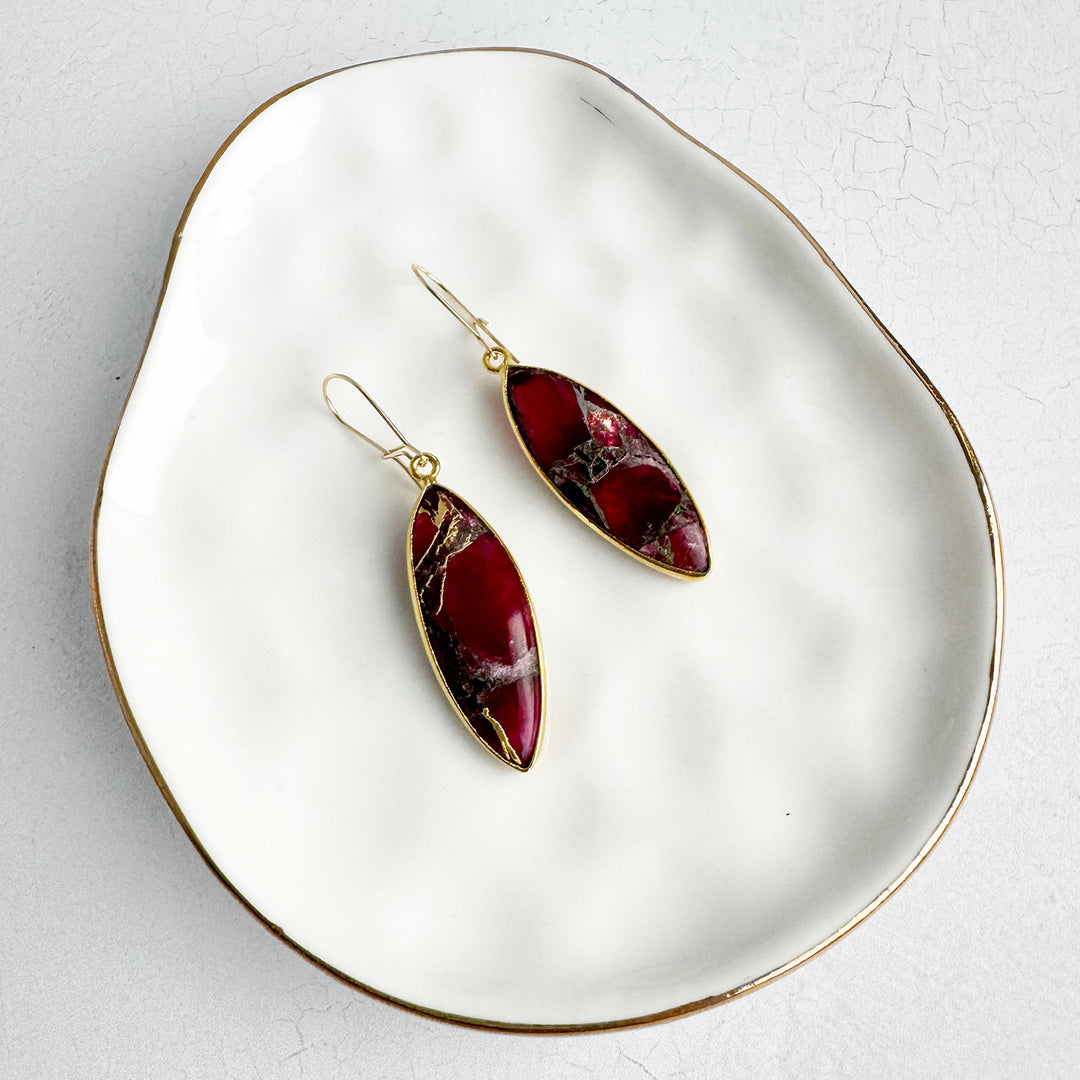 Simple Mojave Marquise Drop Earrings in Gold