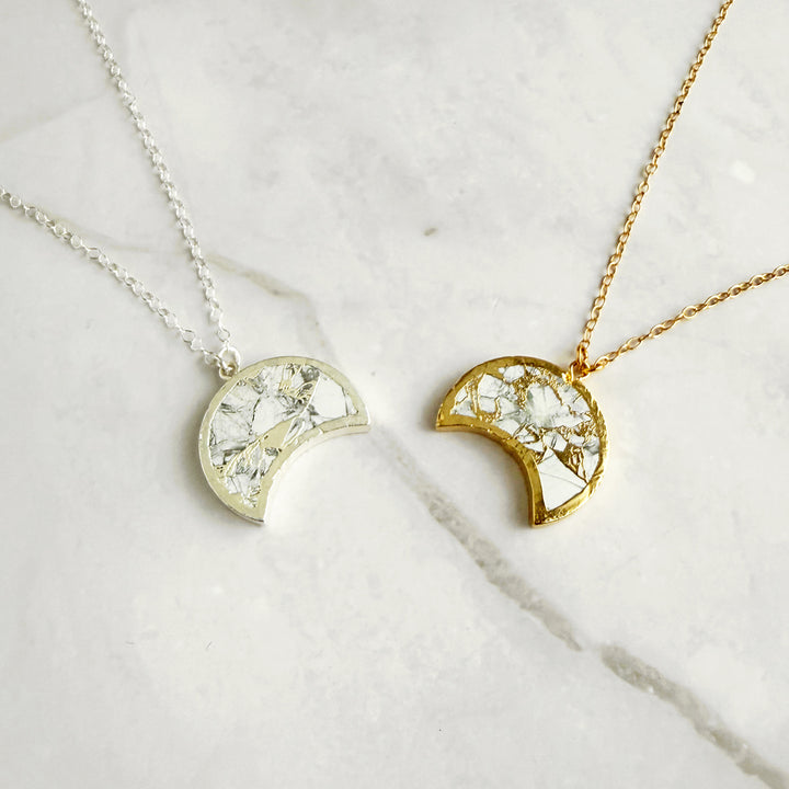 White Mojave Crescent Moon Statement Necklace