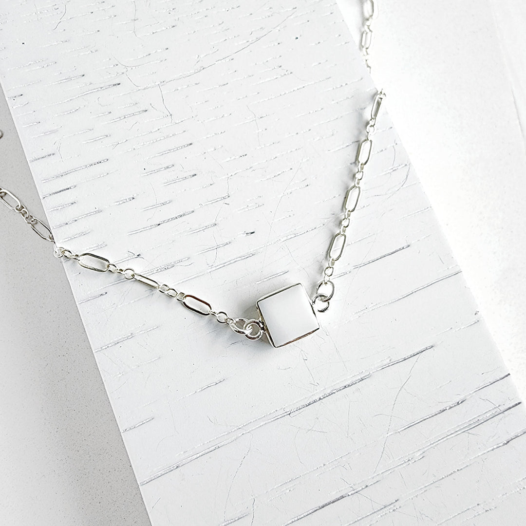 Delicate White Agate Chain Bracelet in Sterling Silver
