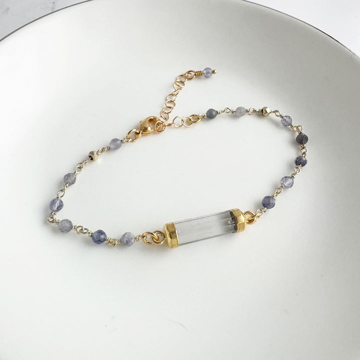 Crystal Beaded Gemstone Chain Bracelet in Gold