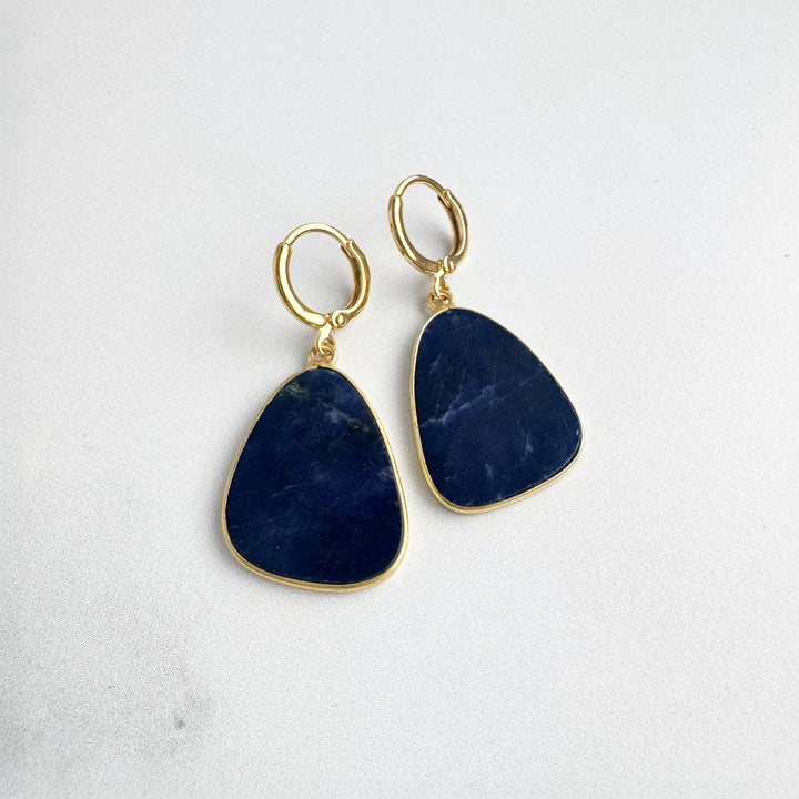 Statement Gemstone Slice Drop Earrings in Gold - Soladite