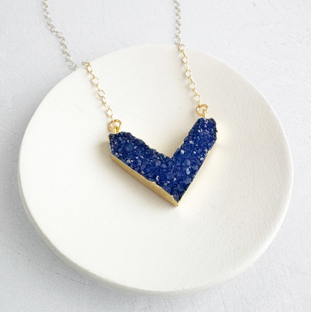 Druzy Chevron Necklace in 14k Gold Filled