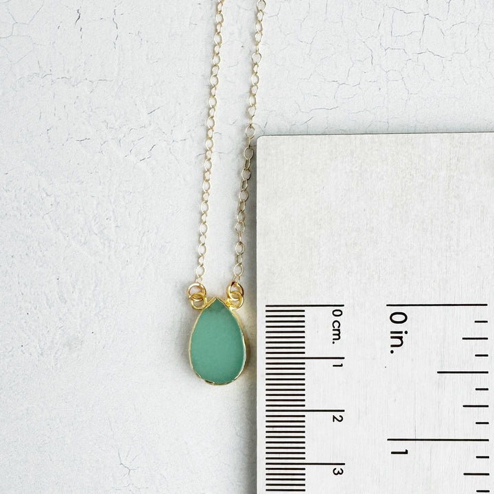 Aqua Chalcedony Teardrop Necklace in 14k Gold Filled and Sterling Silver