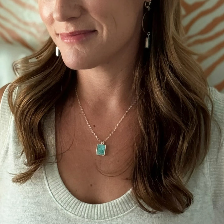 Turquoise Freeform Rectangle Slice Necklace