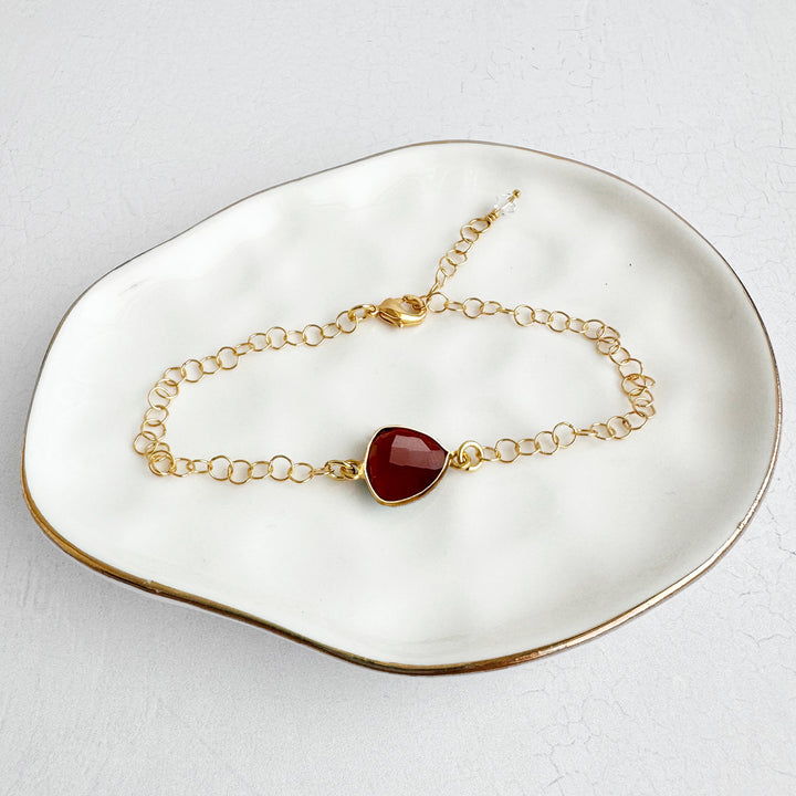 Carnelian Adjustable Chain Bracelet in 14k Gold Filled