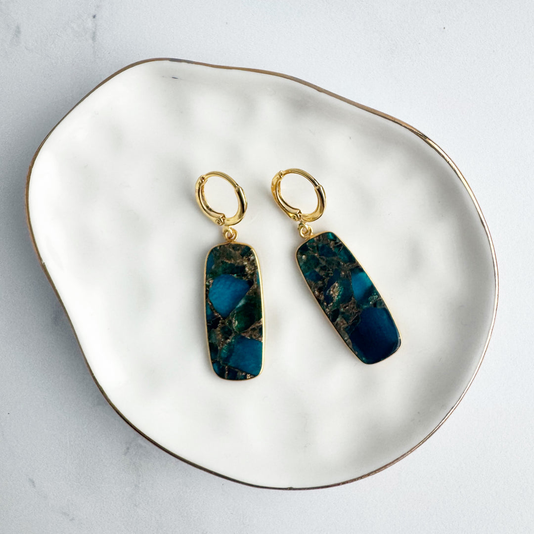 Statement Gemstone Slice Drop Earrings in Gold – Apatite Mojave