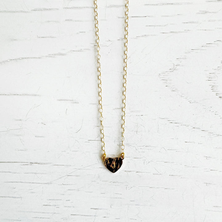 Tiny Heart Charm Necklace in 14k Gold Filled Chain