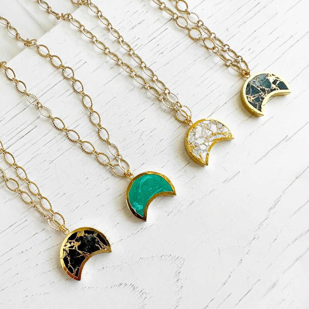 Mojave Crescent Moon Necklace with Chunky Gold Chain
