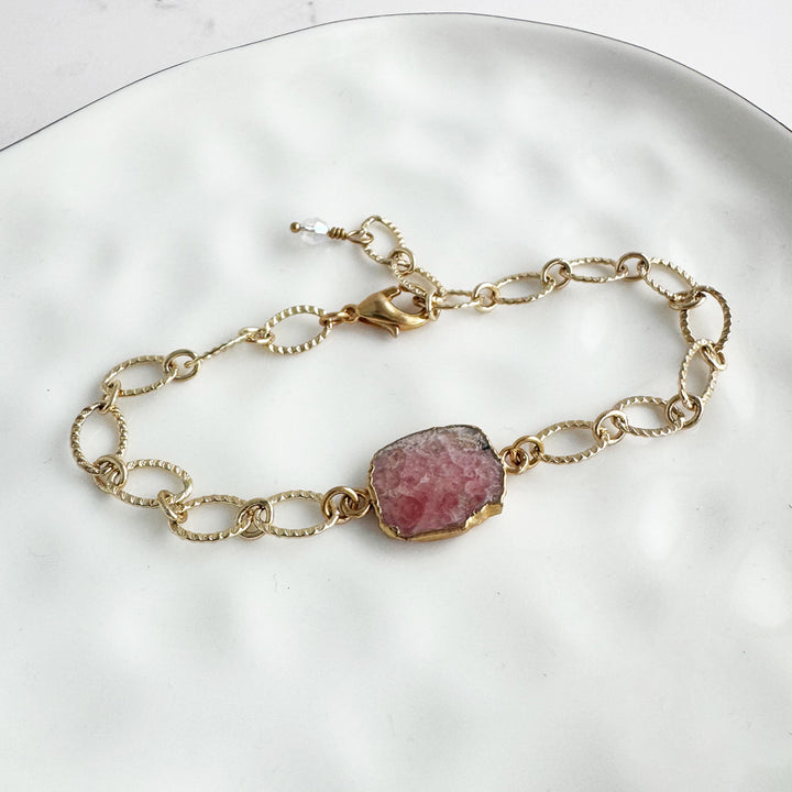 Pink Opal Chunky Chain Bracelet in Gold