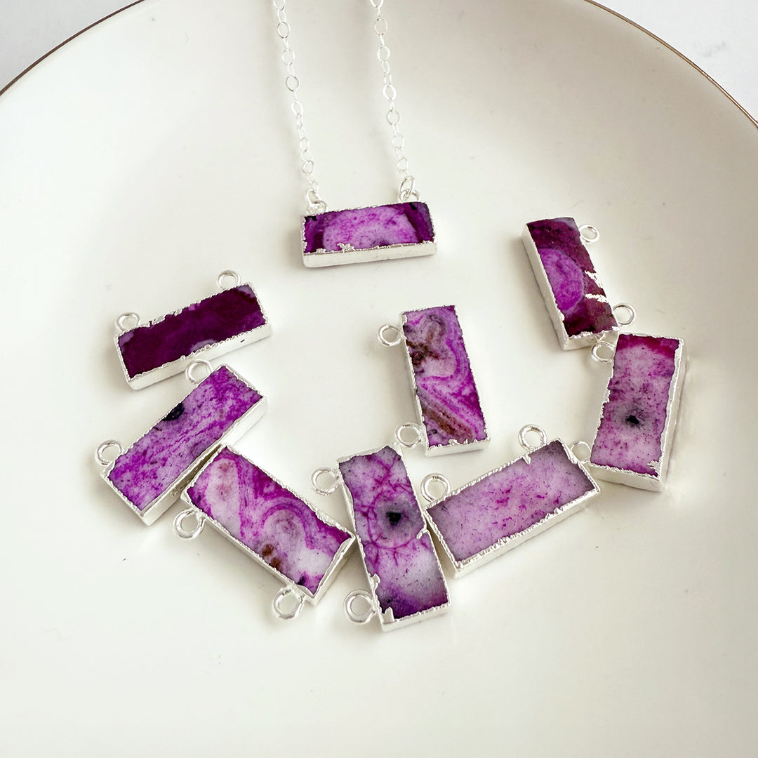 Pink Solar Quartz Bar Necklace