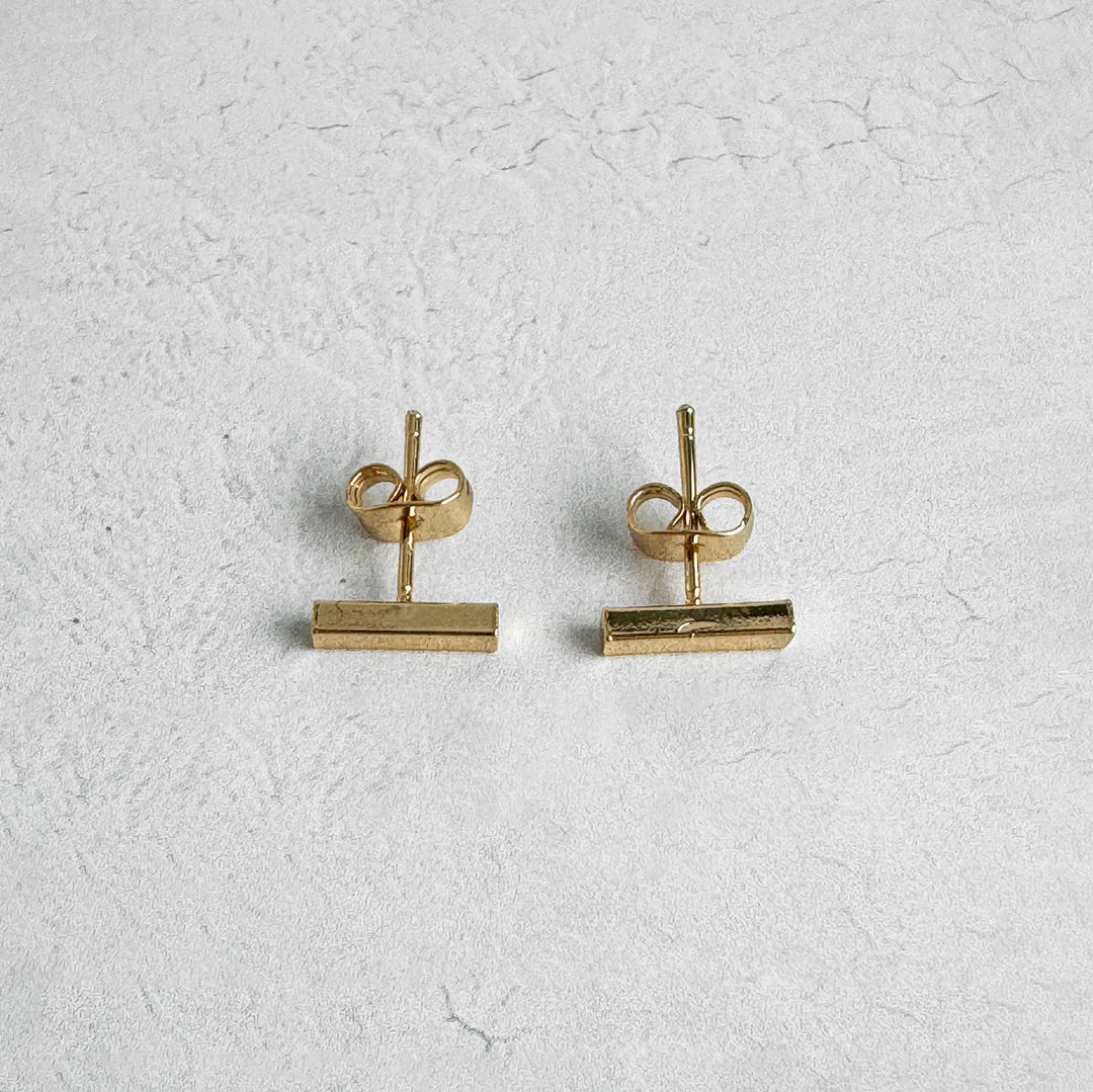 Bar Stud Earrings in 18k Gold Plating