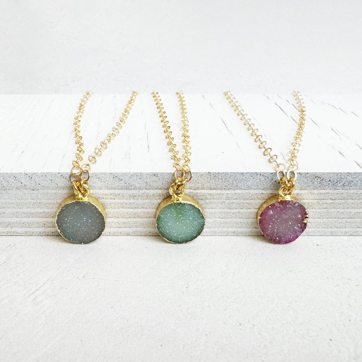 Dainty Druzy Drop Necklace in 14k Gold Filled