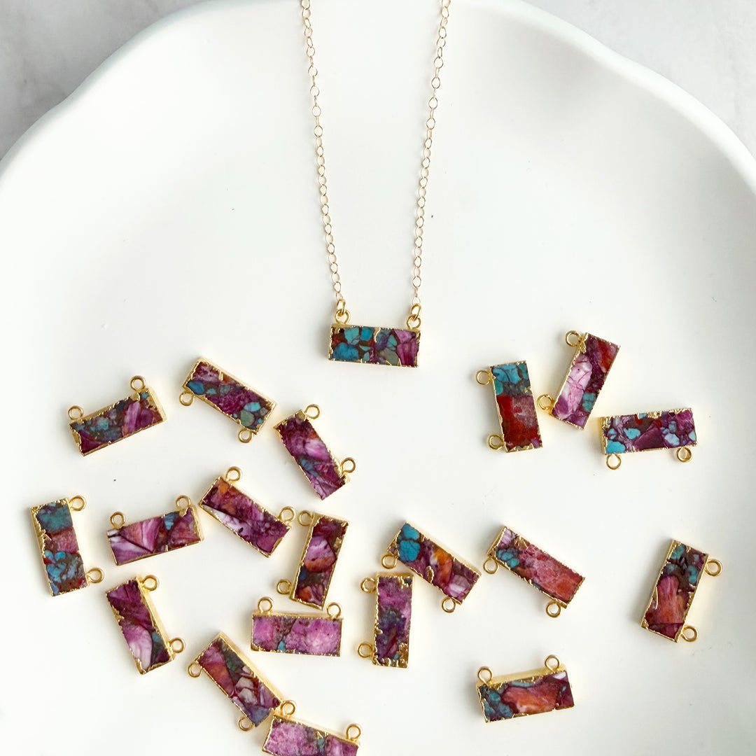 Purple Oyster Turquoise Bar Necklace